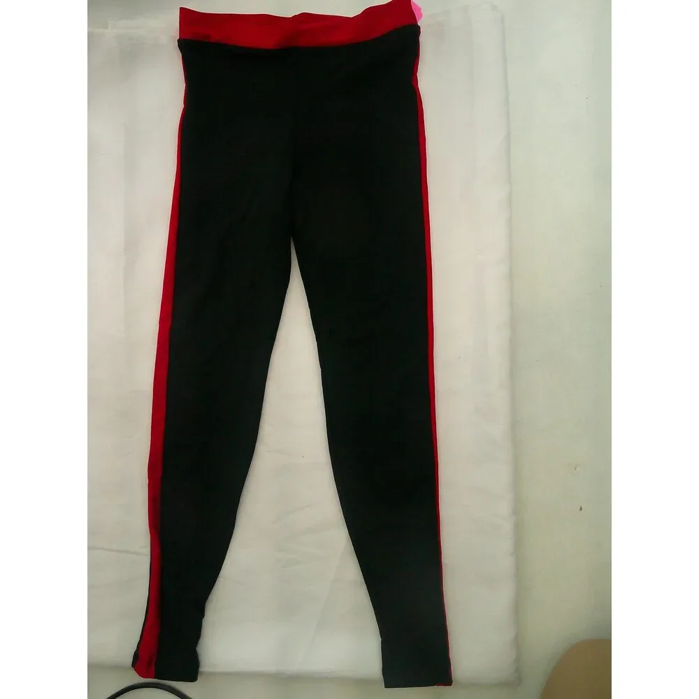 Pre-Owned Dance Leggings Large Child Red Black Jazz Gymnastics Cheer Hip Hop